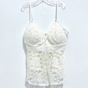 Papermoon Women’s Floral Corset Crochet Wirefree Bustier Lace Trim Camisole